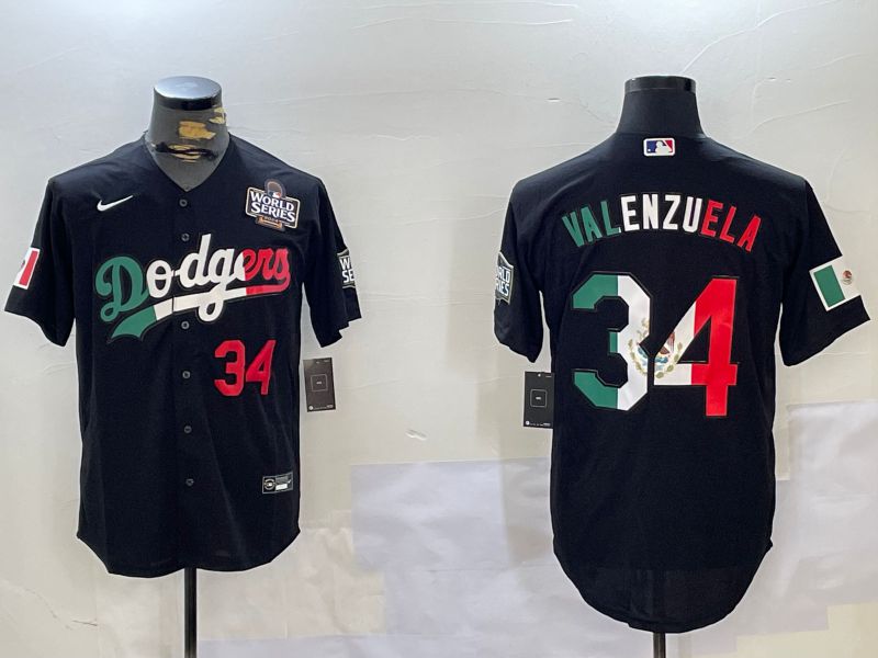 Men Los Angeles Dodgers #34 Valenzuela Black Game 2024 Nike MLB Jersey style 112023